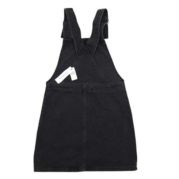 TOPSHOP Moto Washed Black Denim Jumper/Overall Midi Dress Sz 0 Grunge NWT - Picture 6 of 13